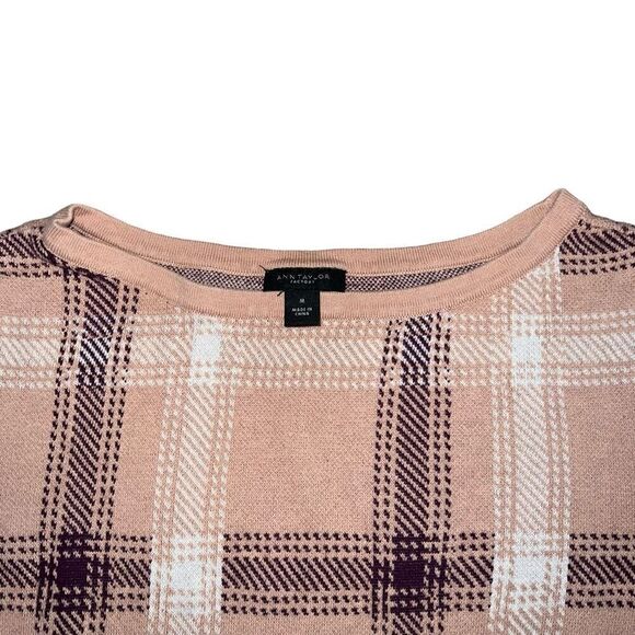 ANN TAYLOR Marled Knit White & Maroon Sweater Size M - Picture 5 of 8